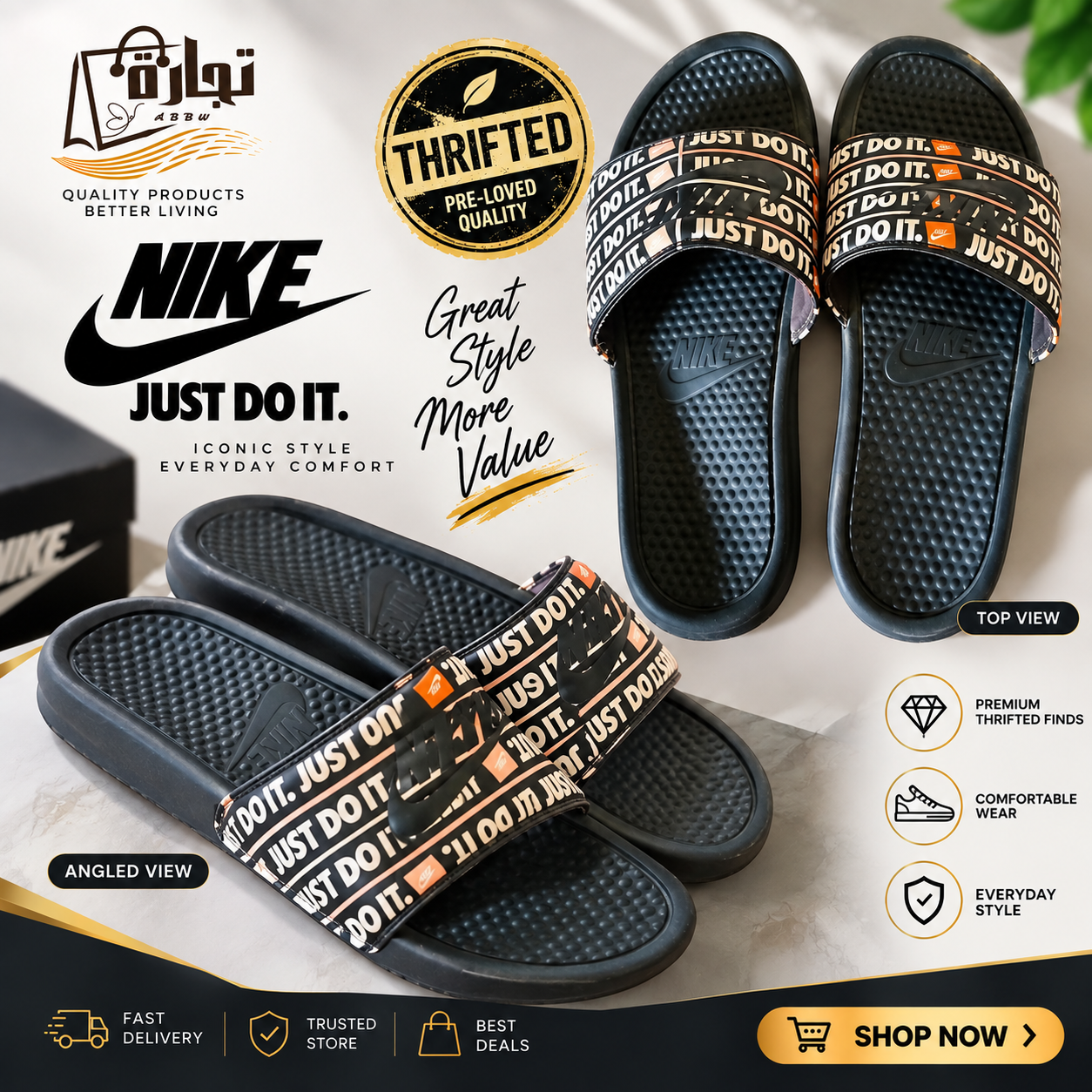 Nike "Just Do It" Printed Slides – Premium Thrifted Unisex Comfort Slippers image 2